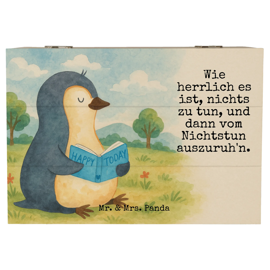 Skrzynia drewniana pingwin książka Design Geschenkdose, Erinnerungskiste, XXL, Aufbewahrungsbox, Kiste, Truhe, Geschenkbox, Erinnerungsbox, Holzkiste, Dekokiste, Schatulle, Schatzkiste, Pinguin, Faulenzen, Freizeit, Urlaub, Pinguine, Lesen, Nichtstun, Ferien, Bücherwurm, Buch