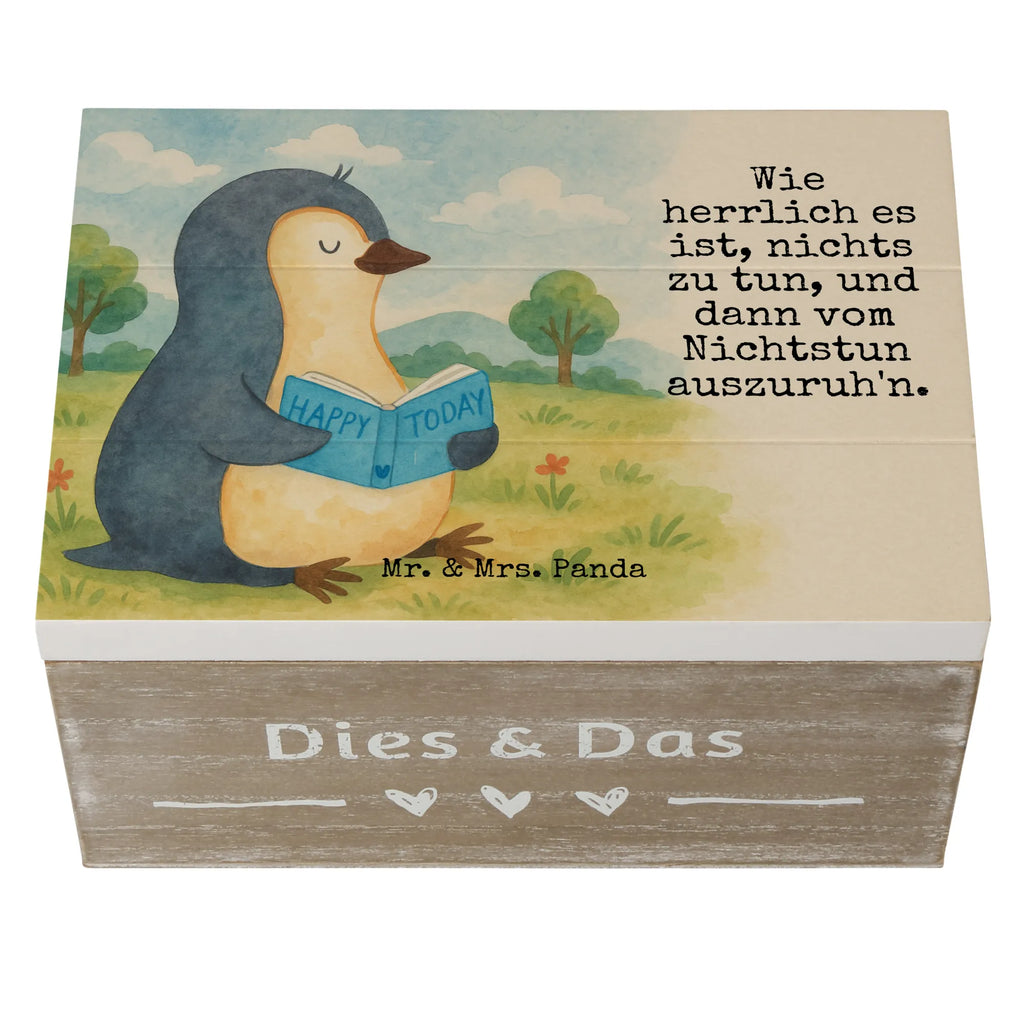 Skrzynia drewniana pingwin książka Design Geschenkdose, Erinnerungskiste, XXL, Aufbewahrungsbox, Kiste, Truhe, Geschenkbox, Erinnerungsbox, Holzkiste, Dekokiste, Schatulle, Schatzkiste, Pinguin, Faulenzen, Freizeit, Urlaub, Pinguine, Lesen, Nichtstun, Ferien, Bücherwurm, Buch