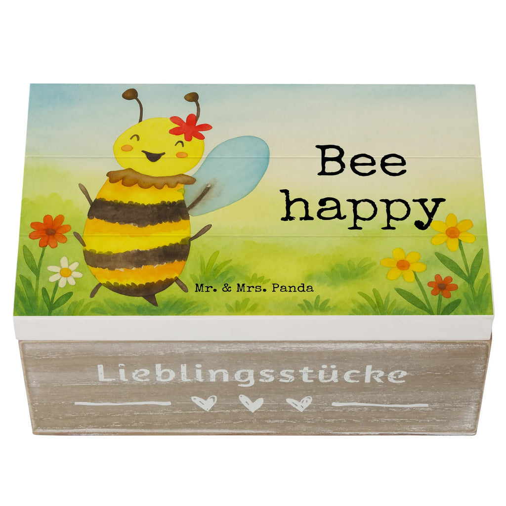 Wooden chest bee happy Design Truhe, Kiste, Schatzkiste, Aufbewahrungsbox, Erinnerungsbox, Schatulle, Dekokiste, Holzkiste, Geschenkdose, Erinnerungskiste, XXL, Geschenkbox, Biene, Wespe, Hummel