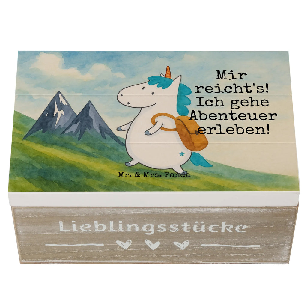 Skrzynia drewniana jednorożec alpinista Design Erinnerungsbox, Schatulle, Kiste, Schatzkiste, Erinnerungskiste, Truhe, Holzkiste, Dekokiste, Aufbewahrungsbox, Geschenkbox, XXL, Geschenkdose, Einhorn, Einhörner, Einhorn Deko, Unicorn, Abenteurer, Abenteuer, Weltenbummler, Bergsteiger, Weltreise, Reisen, Urlaub, Berge, Entdecker