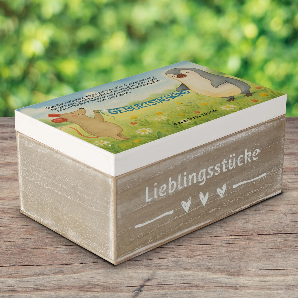 Skrzynia drewniana Mysz Pingwin urodziny Design Schatzkiste, Erinnerungsbox, Geschenkdose, Truhe, Aufbewahrungsbox, XXL, Geschenkbox, Erinnerungskiste, Kiste, Holzkiste, Dekokiste, Schatulle, Geburtstag, Geburtstagsgeschenk, Geschenk, Geburtstagsfeier, Pinguin, Happy Birthday, Geburtstage, Maus