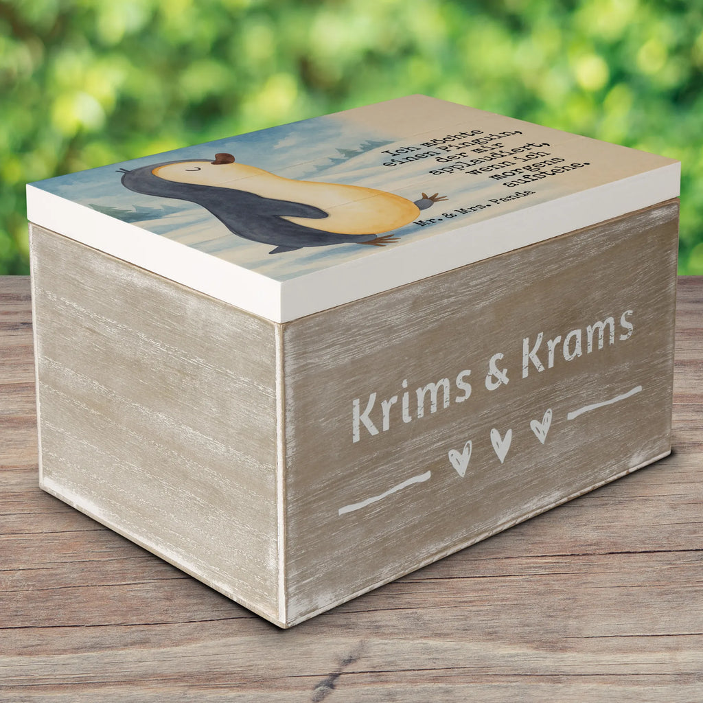 Holzkiste Pinguin marschieren Design Holzkiste, Erinnerungsbox, Erinnerungskiste, Kiste, Schatulle, Geschenkdose, Truhe, Geschenkbox, Schatzkiste, XXL, Dekokiste, Aufbewahrungsbox, Pinguin, Familie, Langschläfer, Pinguine, Frühaufsteher, Bruder, Schwester