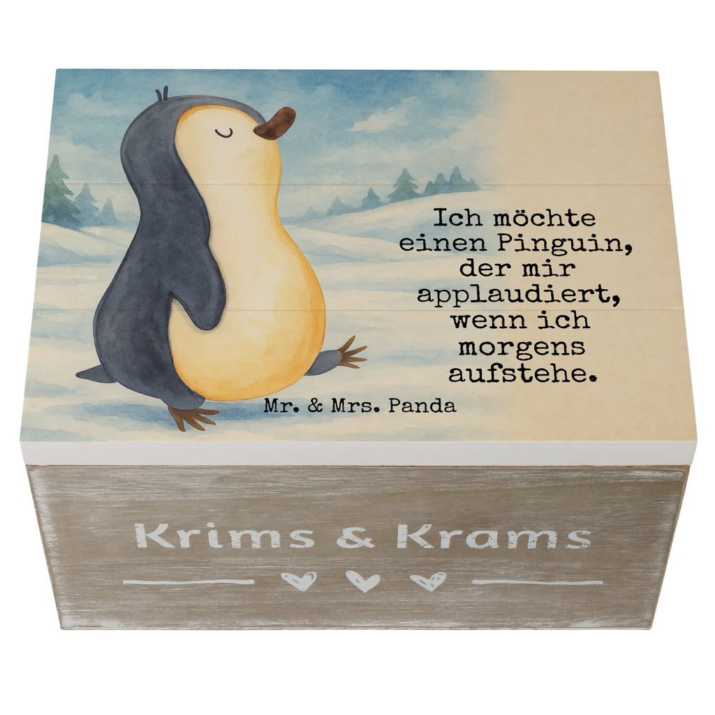 Holzkiste Pinguin marschieren Design Holzkiste, Erinnerungsbox, Erinnerungskiste, Kiste, Schatulle, Geschenkdose, Truhe, Geschenkbox, Schatzkiste, XXL, Dekokiste, Aufbewahrungsbox, Pinguin, Familie, Langschläfer, Pinguine, Frühaufsteher, Bruder, Schwester