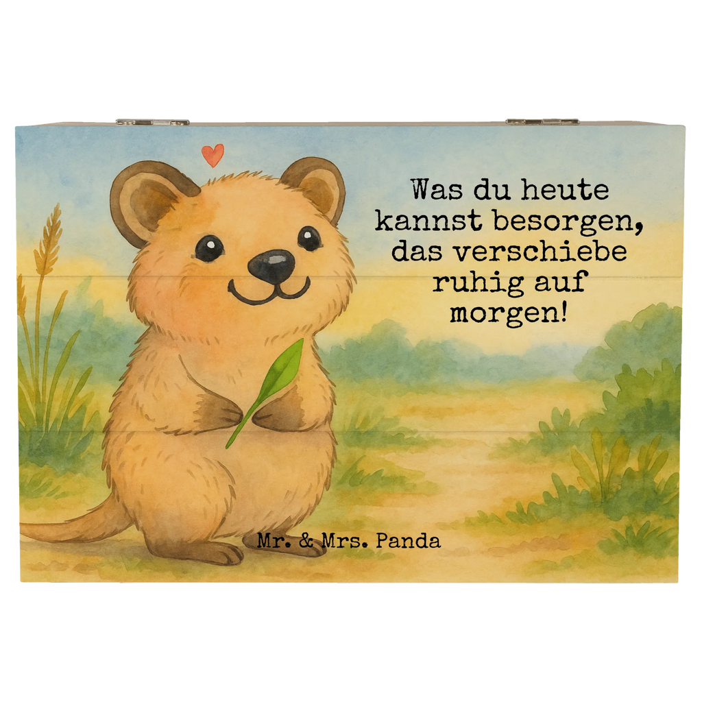 Wooden chest Quokka Happy Design XXL, Truhe, Kiste, Holzkiste, Erinnerungsbox, Dekokiste, Aufbewahrungsbox, Erinnerungskiste, Geschenkbox, Geschenkdose, Schatzkiste, Schatulle, Tiermotive, Gute Laune, lustige Sprüche, Tiere, Dinge erledigen, Lustiger Spruch, Quokka, Niedliches Tier, Verschieben, Aufschieberitis