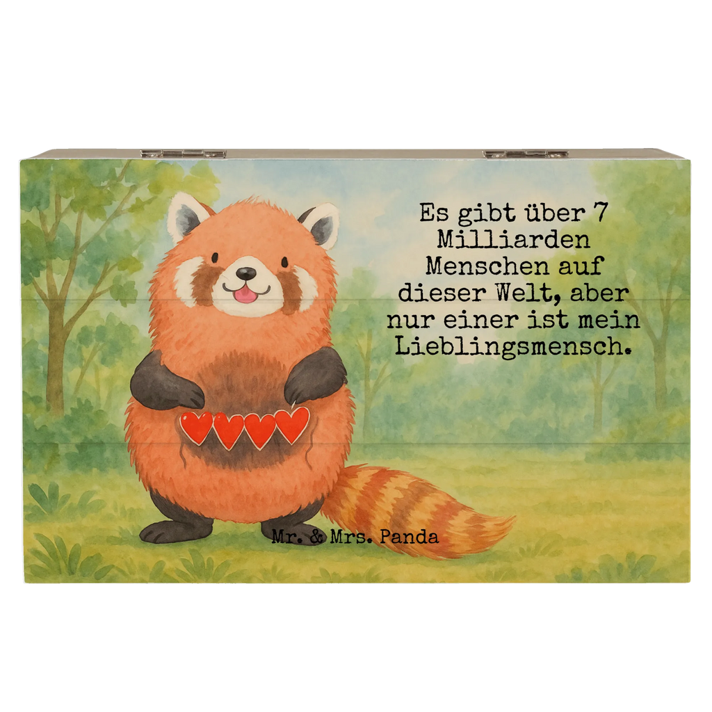 Holzkiste Roter Panda Design XXL, Geschenkbox, Erinnerungsbox, Holzkiste, Kiste, Truhe, Schatzkiste, Dekokiste, Aufbewahrungsbox, Erinnerungskiste, Schatulle, Geschenkdose, Tiermotive, Gute Laune, lustige Sprüche, Tiere, Panda, Liebe, Liebling, Herz, Rot, Lieblingsmensch
