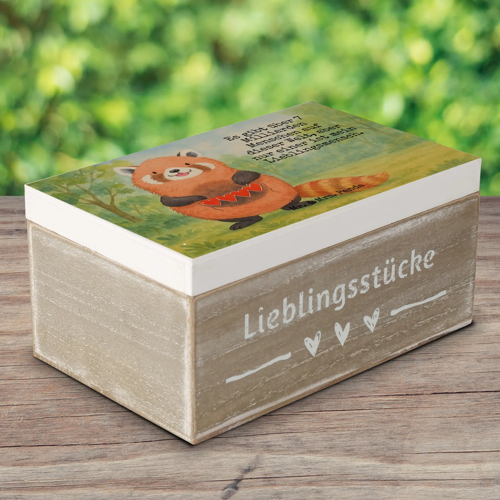 Holzkiste Roter Panda Design XXL, Geschenkbox, Erinnerungsbox, Holzkiste, Kiste, Truhe, Schatzkiste, Dekokiste, Aufbewahrungsbox, Erinnerungskiste, Schatulle, Geschenkdose, Tiermotive, Gute Laune, lustige Sprüche, Tiere, Panda, Liebe, Liebling, Herz, Rot, Lieblingsmensch