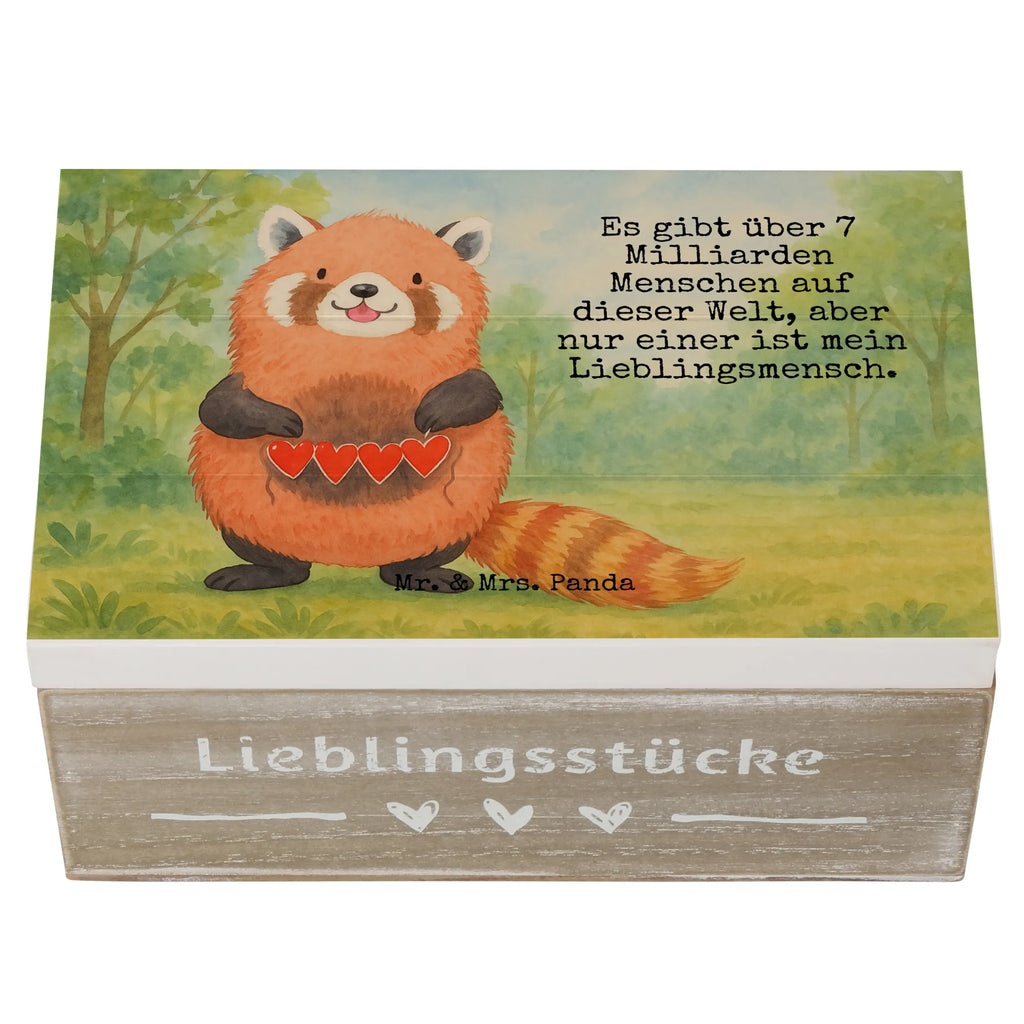 Holzkiste Roter Panda Design XXL, Geschenkbox, Erinnerungsbox, Holzkiste, Kiste, Truhe, Schatzkiste, Dekokiste, Aufbewahrungsbox, Erinnerungskiste, Schatulle, Geschenkdose, Tiermotive, Gute Laune, lustige Sprüche, Tiere, Panda, Liebe, Liebling, Herz, Rot, Lieblingsmensch