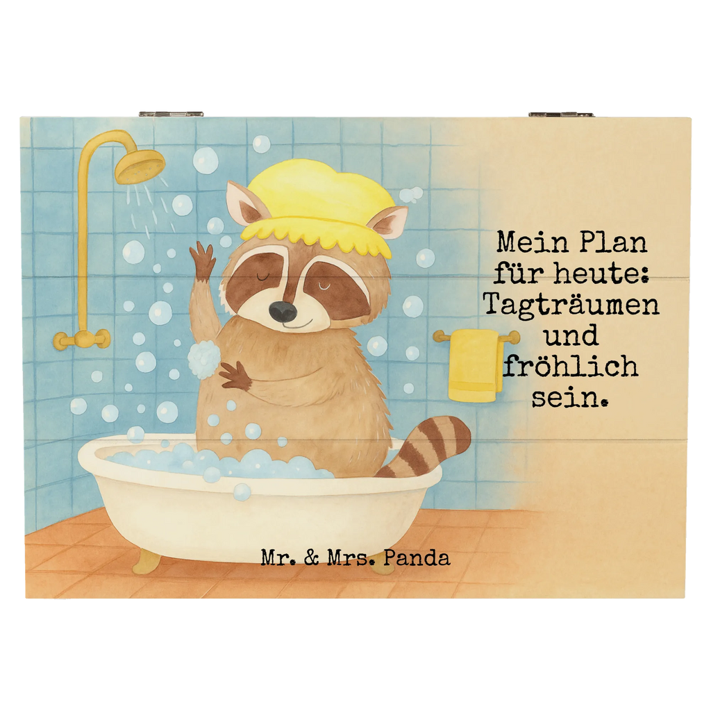 Wooden chest Raccoon Design Schatzkiste, Geschenkbox, Geschenkdose, Erinnerungsbox, Dekokiste, Kiste, XXL, Holzkiste, Erinnerungskiste, Truhe, Aufbewahrungsbox, Schatulle, Tiermotive, Gute Laune, lustige Sprüche, Tiere, Fröhlich, Waschbär, Seifenblasen, Tagträumen, waschen, Plan