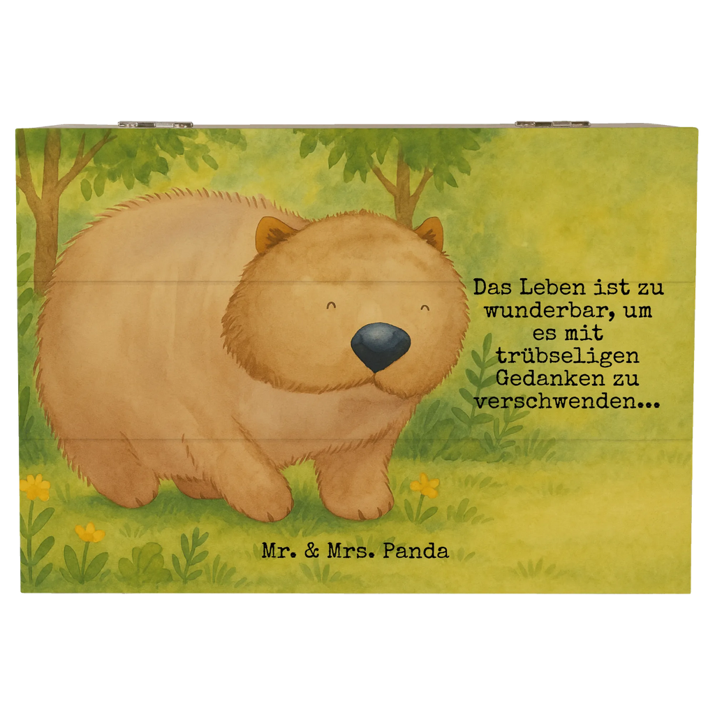 Skrzynia drewniana Wombat Design Aufbewahrungsbox, Truhe, Dekokiste, Erinnerungsbox, Erinnerungskiste, Geschenkbox, Kiste, Schatulle, Schatzkiste, Holzkiste, XXL, Geschenkdose, Tiermotive, Gute Laune, lustige Sprüche, Tiere, Australien, Das Leben ist schön, Spruch, Wombat, Motivation