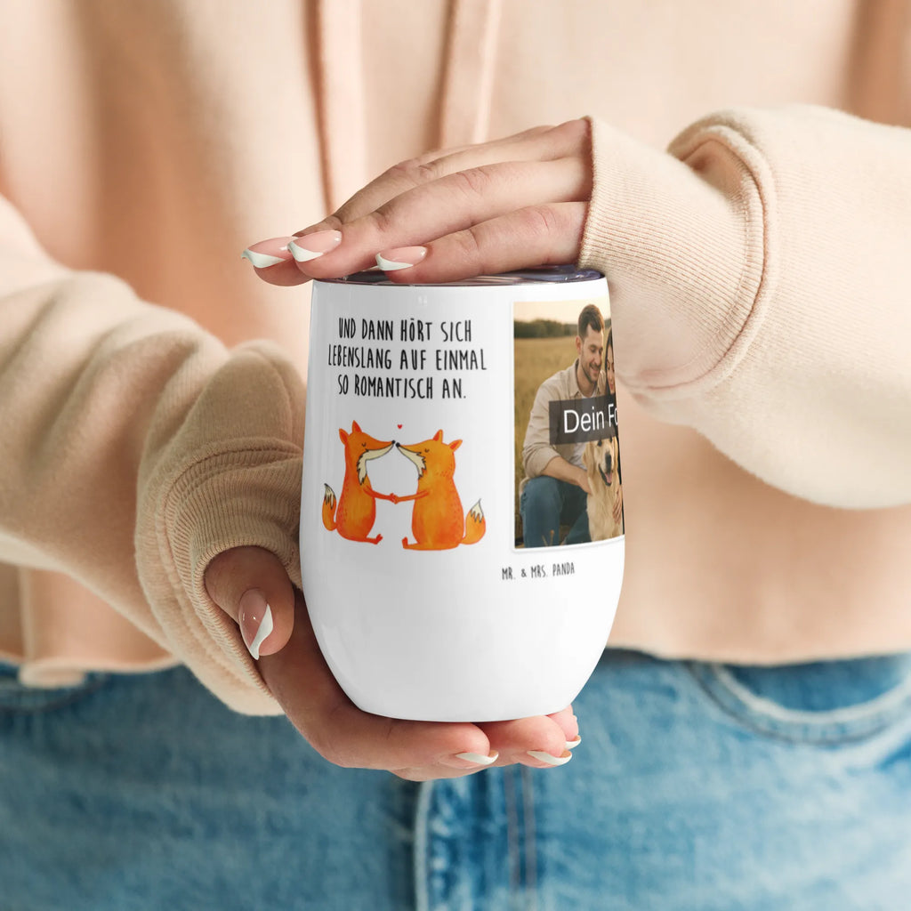 Personalized Photo Wine Mug foxes Love fox, foxes, forest wildlife, clever as a fox, animal lover, marriage, boyfriend, lovers, fiancée, girlfriend, proof of love, husband, love, wife, couple, partner
