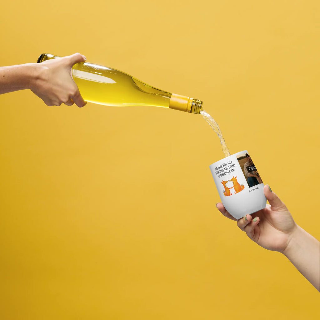 Personalized Photo Wine Mug foxes Love fox, foxes, forest wildlife, clever as a fox, animal lover, marriage, boyfriend, lovers, fiancée, girlfriend, proof of love, husband, love, wife, couple, partner