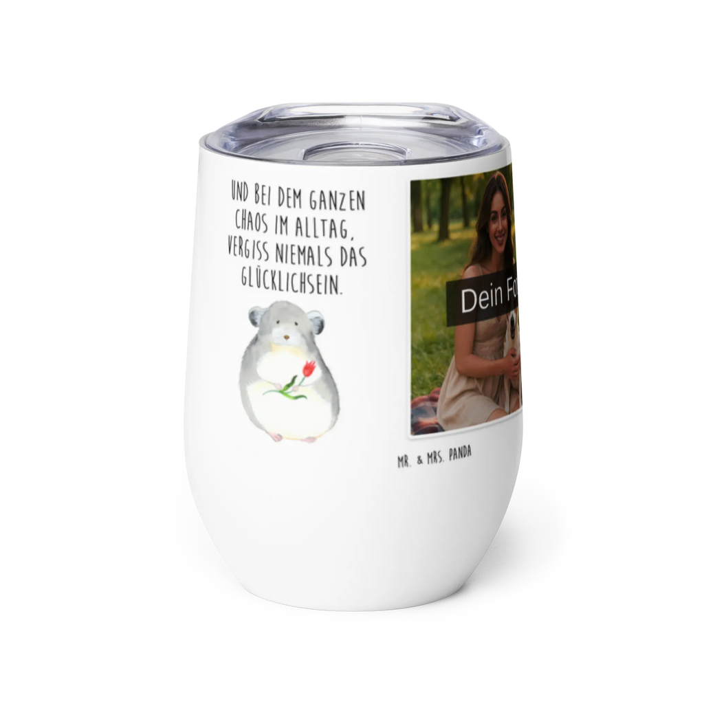 Personalized Photo Wine Mug chinchilla flower small animals, cute, funny, cute animal motives, hand drawn, small world, funny sayings, good mood, happy, gifts, gift ideas, special gifts, animal lover, card, grief, happiness, office life, office, depression, chinchilla, heartache, being sad, chinchillas, chaos