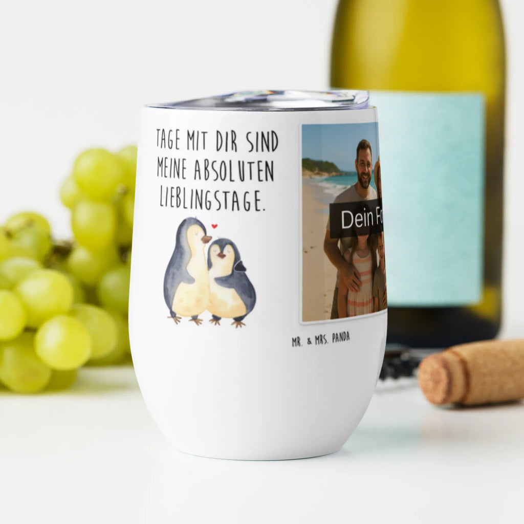 Personalized Photo Wine Mug Penguin embrace Penguin, North Pole, Winter, Penguins, penguin, wedding gift, wedding, love gift, anniversary, engagement, love, proof of love, lovers, wedding day