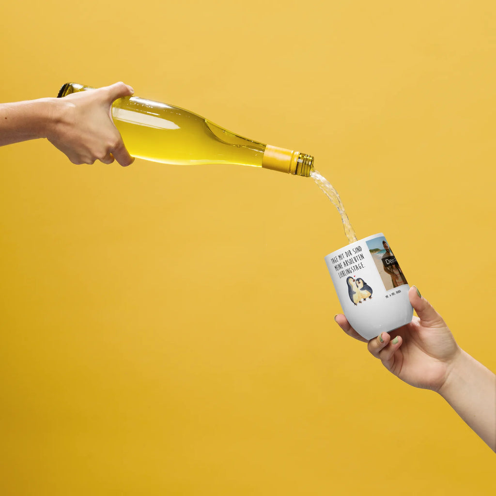 Personalized Photo Wine Mug Penguin embrace Penguin, North Pole, Winter, Penguins, penguin, wedding gift, wedding, love gift, anniversary, engagement, love, proof of love, lovers, wedding day