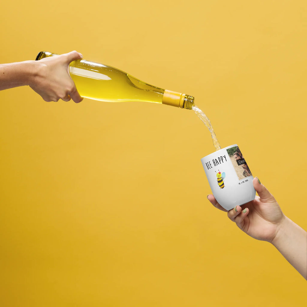 Personalized Photo Wine Mug bee happy Bee, wasp, bumblebee