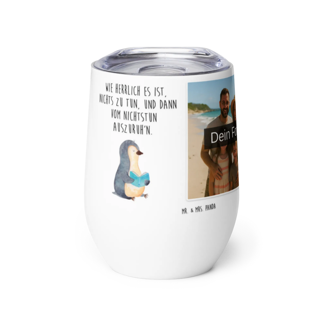 Spersonalizowany kubek do wina ze zdjęciem pingwin książka Pinguin