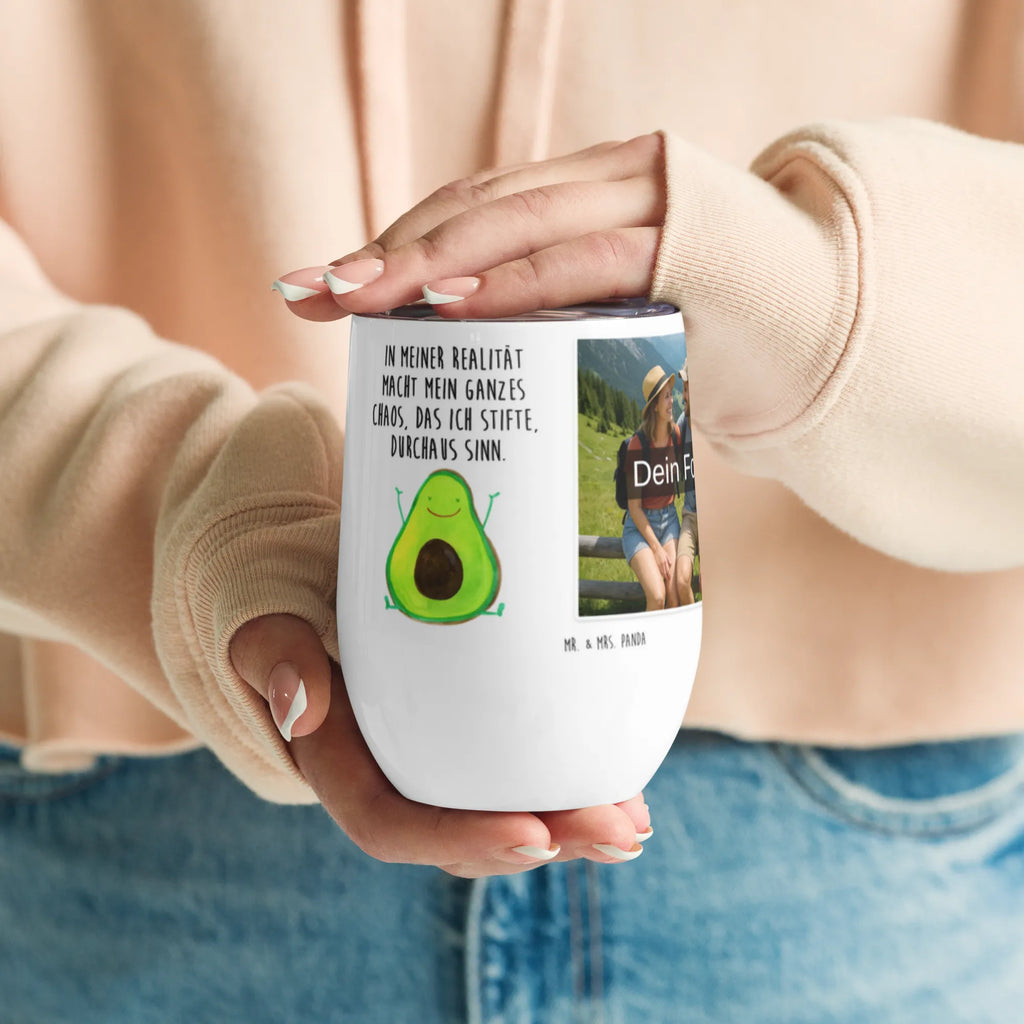 Spersonalizowany kubek do wina ze zdjęciem Awokado Szczęśliwy Awokado, Warzywa, Wegan, Zdrowy