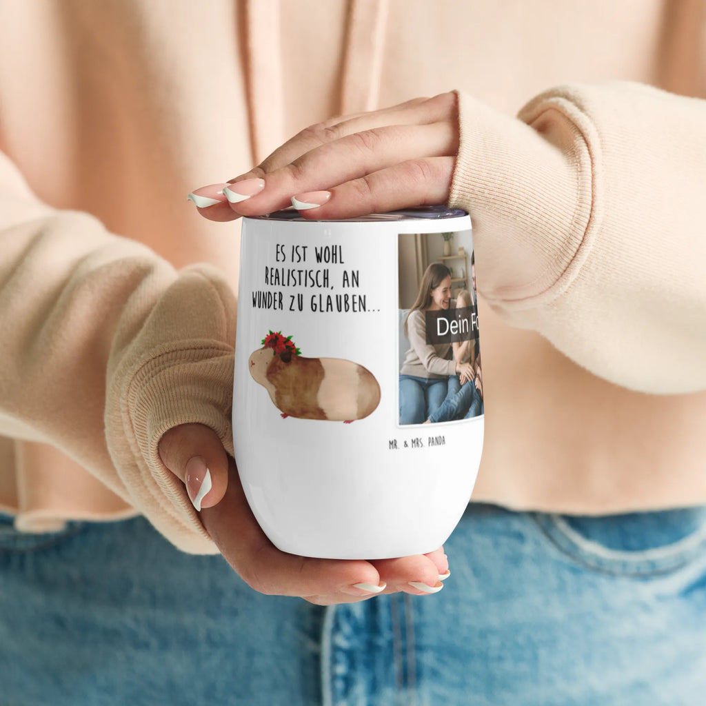 Personalized Photo Wine Mug Guinea pig wisdom small animals, cute, funny, cute animal motives, hand drawn, small world, funny sayings, good mood, happy, gifts, gift ideas, special gifts, animal lover, card, flower child, guinea pig, meerie, wonderland, Meeries, motivation, wonder, wisdom, saying, reality