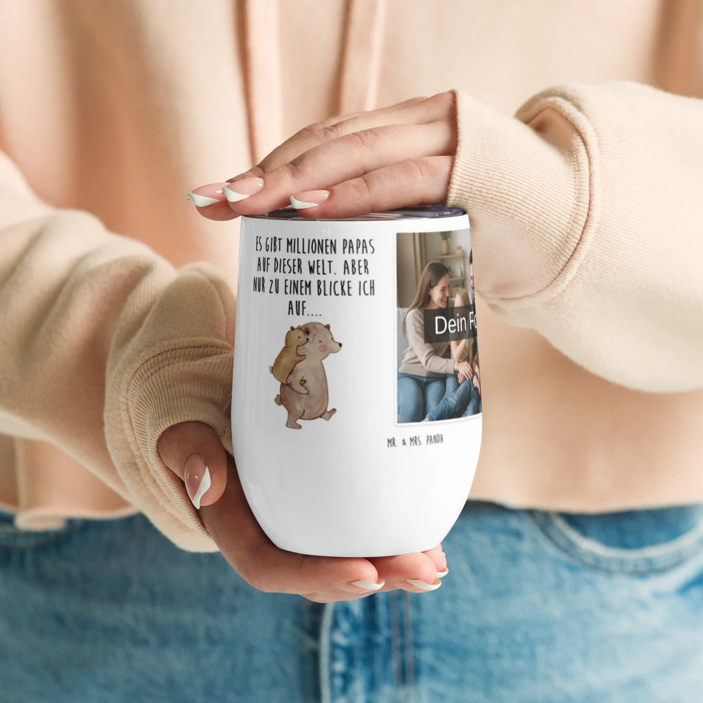 Personalized Photo Wine Mug Papa Bear Family, Father's Day, Mother's Day, brother, sister, Mom, Dad, present, daddy, dad, father's day, uncle, birthday
