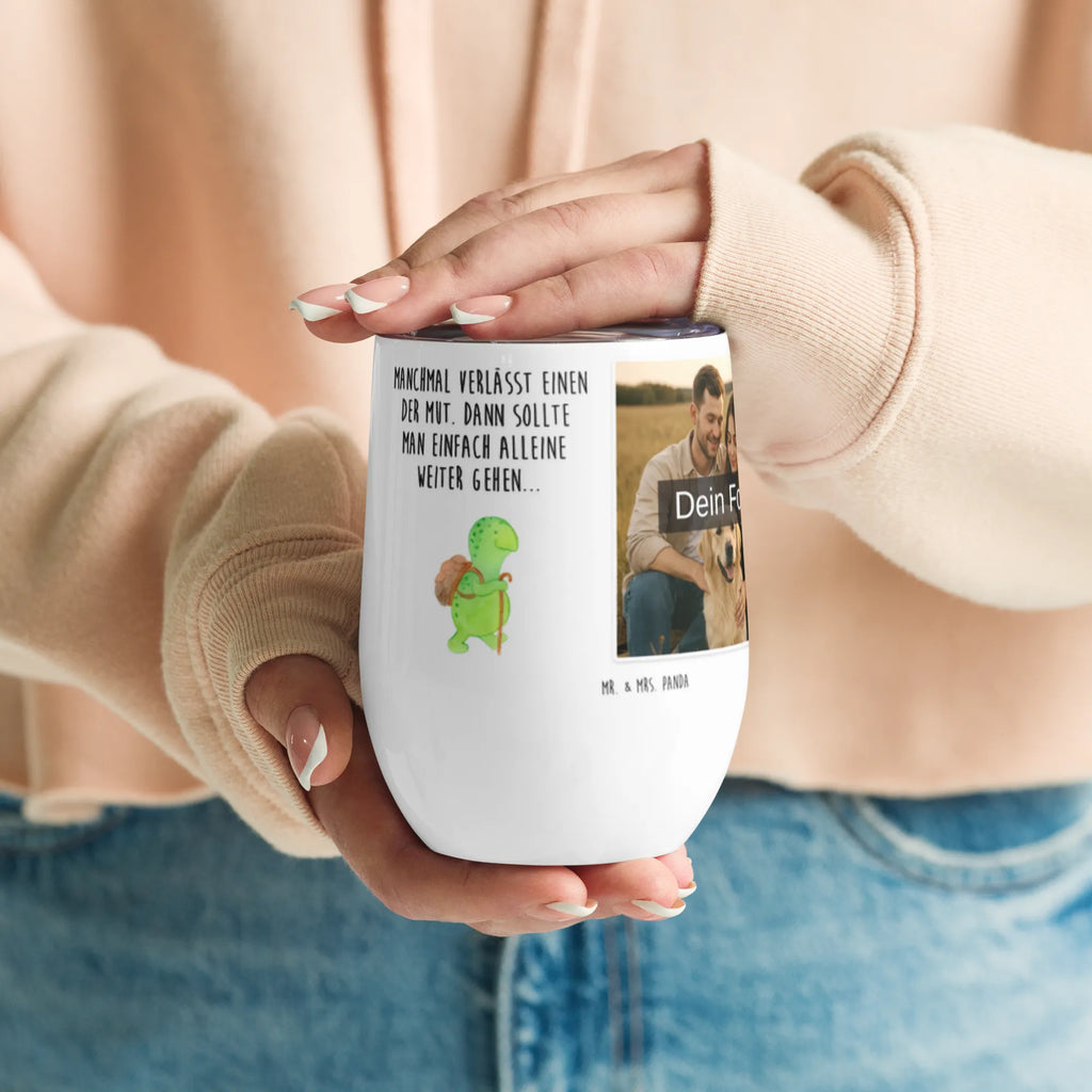 Personalized Photo Wine Mug tortoise walker turtle, tortoise, reptile, ancient creature, cute, sweet, gift, gift ideas, birthday gift, illustrated, funny, turtle gift items, funny turtle gifts, pet turtles, mom, best friend, sister or daughter, turtle lover, motivational slogan, turtles, motivation, new beginning