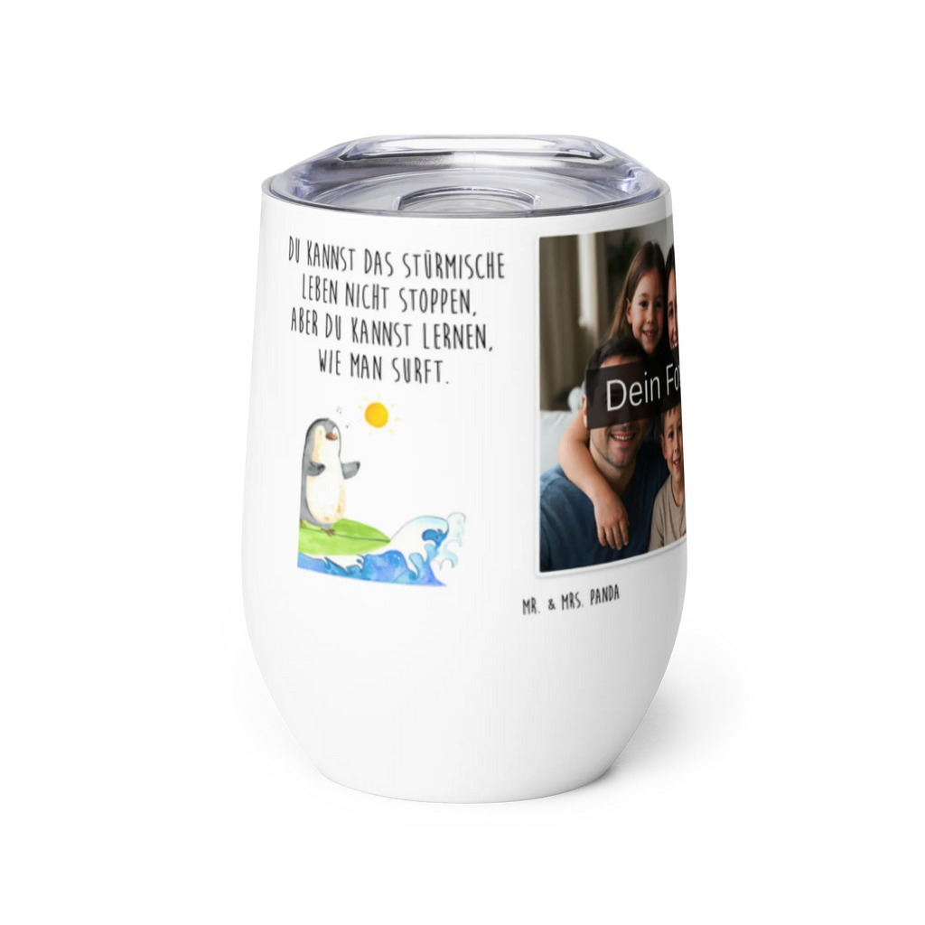 Personalized Photo Wine Mug Penguin surfer Penguin, North Pole, Winter, Penguins, Portugal, surfers, holidays, waves, Hawaii, penguins, surfing, wave riding