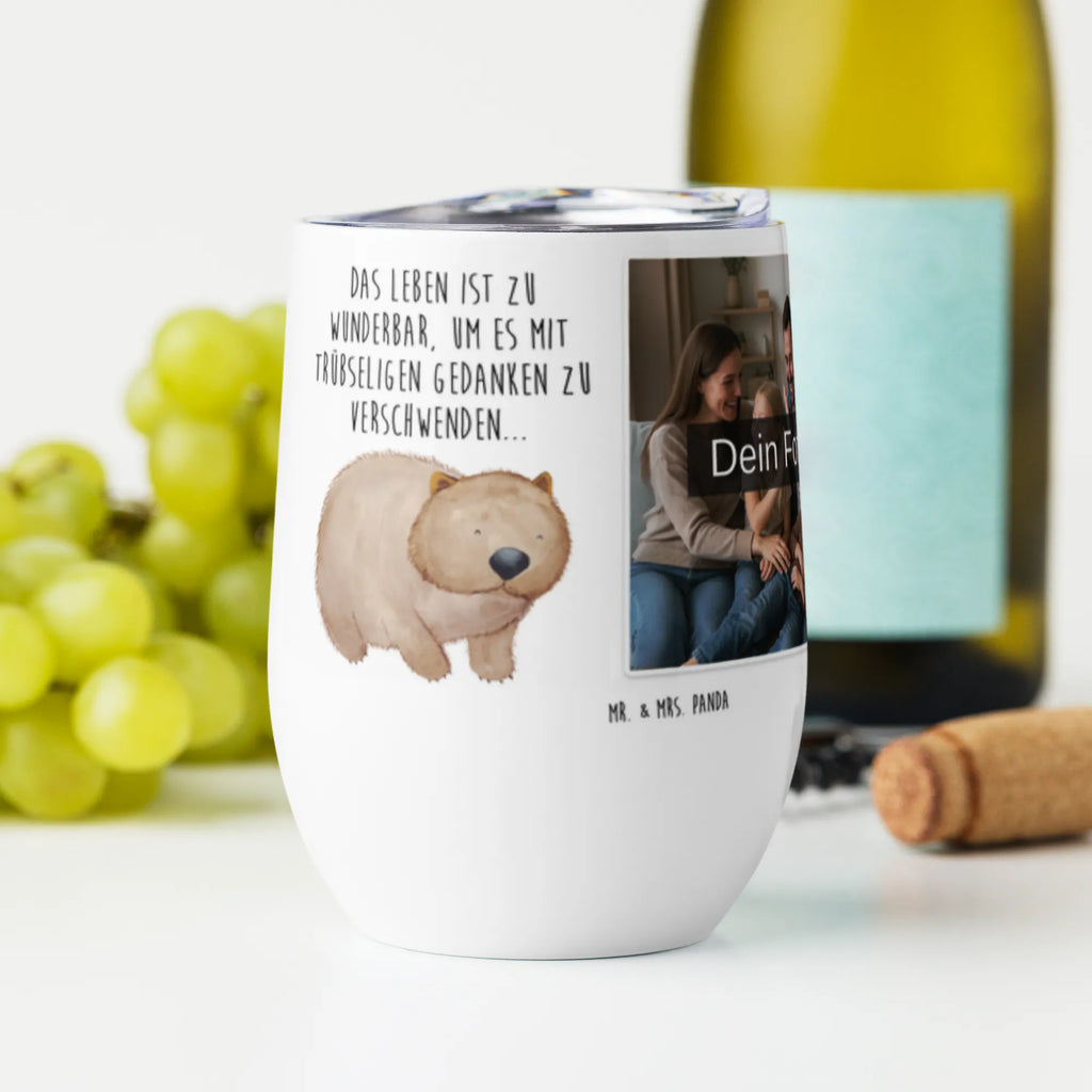 Personalized Photo Wine Mug Wombat small animals, cute, funny, cute animal motives, hand drawn, small world, funny sayings, good mood, happy, gifts, gift ideas, special gifts, animal lover, card, Wombat, Australia, motivation, saying, life is beautiful