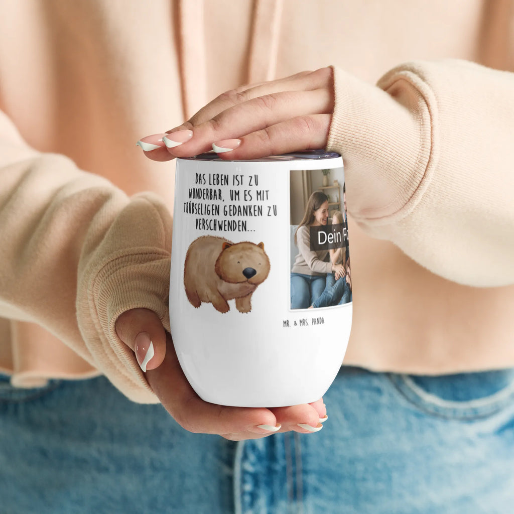 Personalized Photo Wine Mug Wombat small animals, cute, funny, cute animal motives, hand drawn, small world, funny sayings, good mood, happy, gifts, gift ideas, special gifts, animal lover, card, Wombat, Australia, motivation, saying, life is beautiful