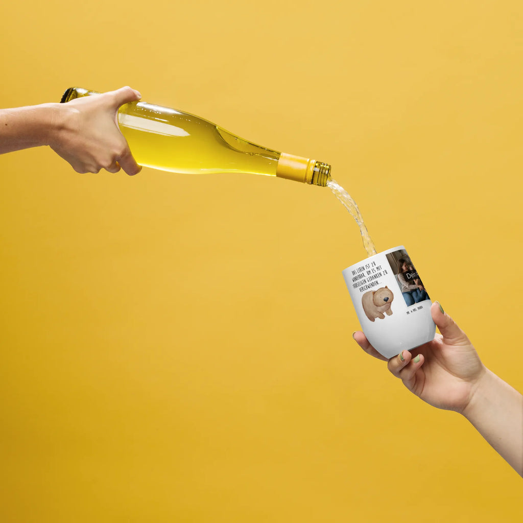 Personalized Photo Wine Mug Wombat small animals, cute, funny, cute animal motives, hand drawn, small world, funny sayings, good mood, happy, gifts, gift ideas, special gifts, animal lover, card, Wombat, Australia, motivation, saying, life is beautiful