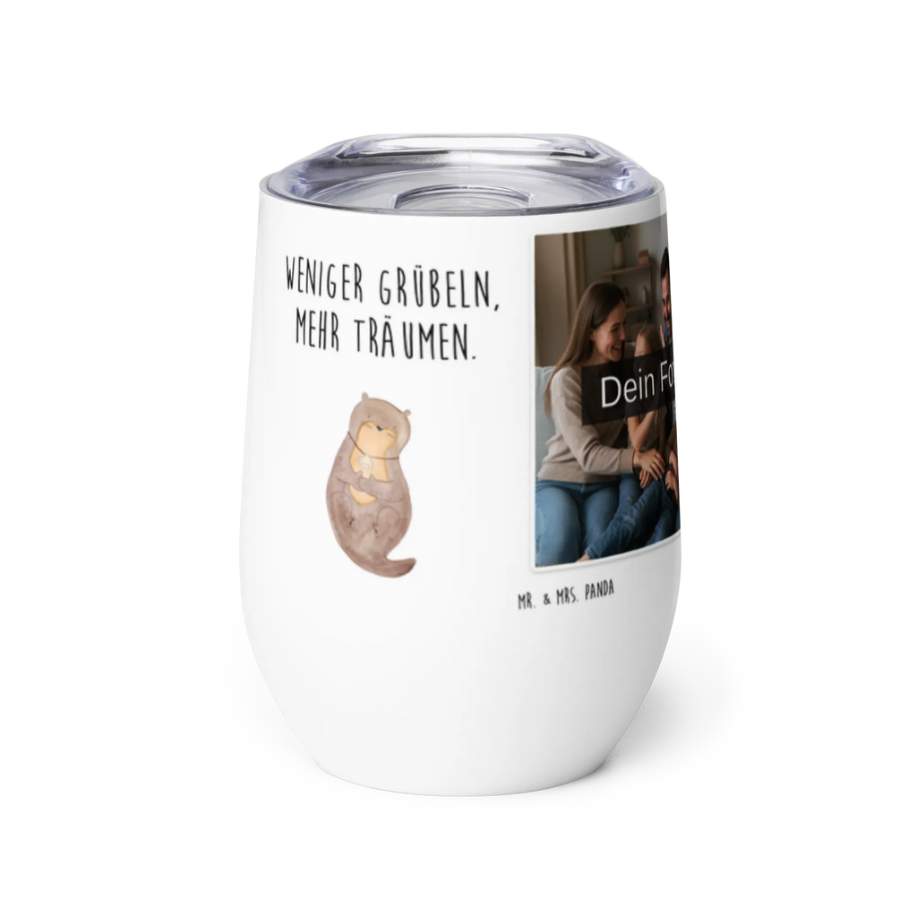 Personalized Photo Wine Mug otter shell otter, marten, sea otter, European otter, water mammal, aquatic animal, baby otter, predator, water, otter gifts, animal lover, gift ideas for animal lovers, animal, mammal, water animal, gifts for people in love, otter love, dreaming, office, motivation, daydreaming, brooding