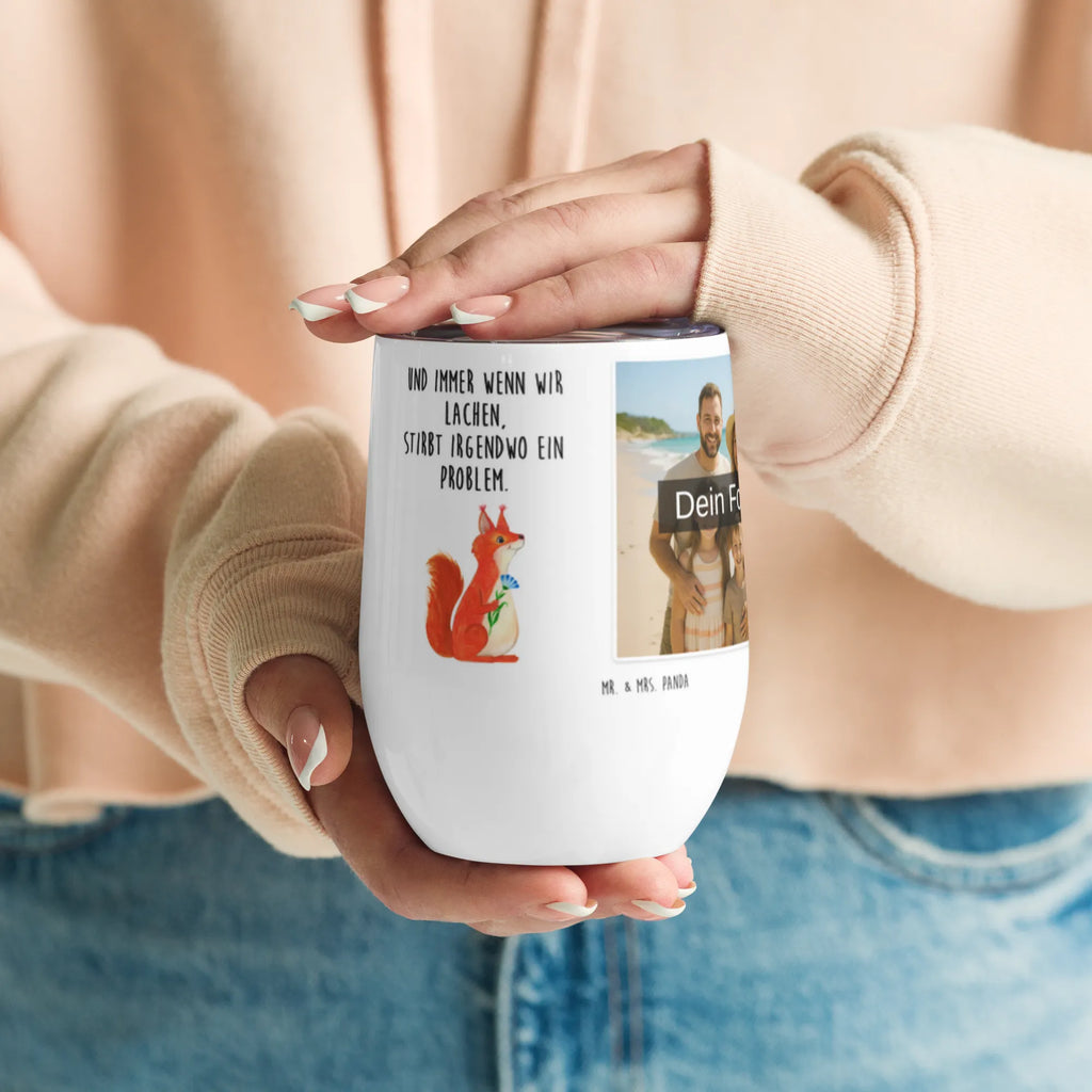 Personalized Photo Wine Mug Squirrel flower small animals, cute, funny, cute animal motives, hand drawn, small world, funny sayings, good mood, happy, gifts, gift ideas, special gifts, animal lover, card, happy saying, positive saying, squirrel, fun, motivation sayings, Squirrel, saying decoration, laughter, motivation pictures