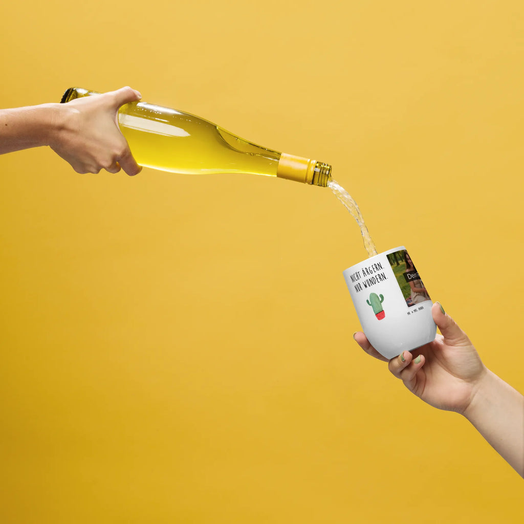 Personalized Photo Wine Mug cactus Fury cactus, cactuses, plants, cactus plant, small green cactus, annoy, office, colleague, boss, office life, angry, school