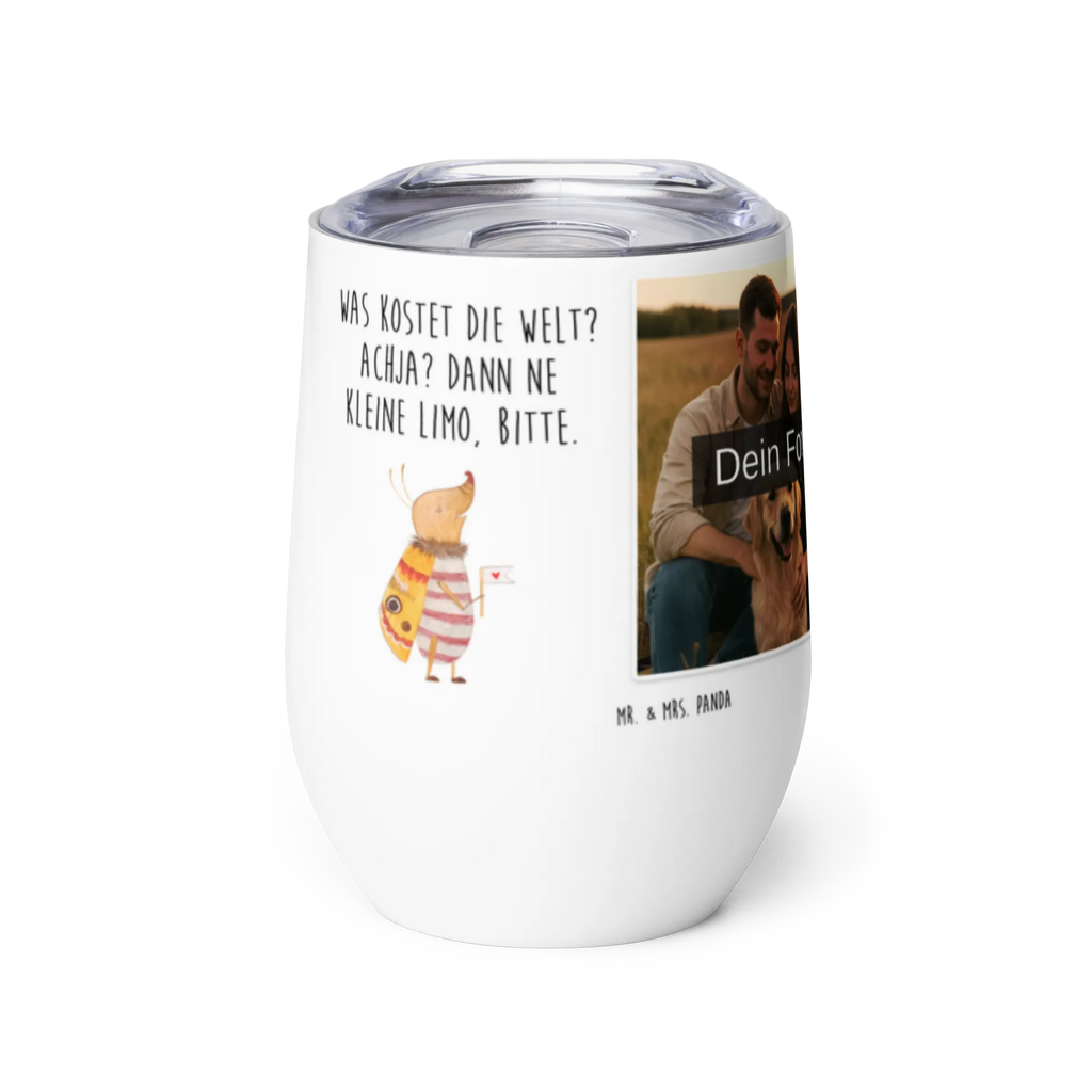 Personalized Photo Wine Mug Moth flag small animals, cute, funny, cute animal motives, hand drawn, small world, funny sayings, good mood, happy, gifts, gift ideas, special gifts, animal lover, card, Beetle, Saying funny, How much does the world cost, Kitchen decoration, Moth