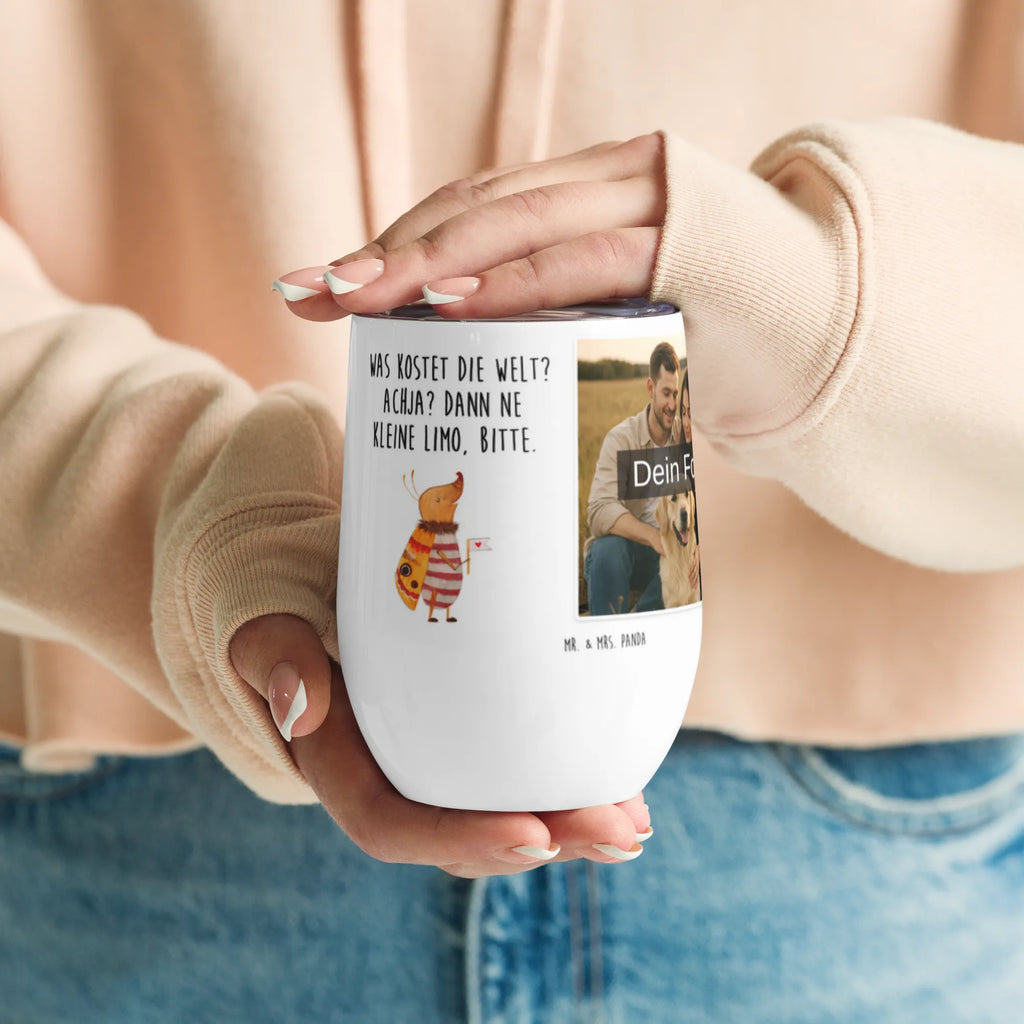 Personalized Photo Wine Mug Moth flag small animals, cute, funny, cute animal motives, hand drawn, small world, funny sayings, good mood, happy, gifts, gift ideas, special gifts, animal lover, card, Beetle, Saying funny, How much does the world cost, Kitchen decoration, Moth
