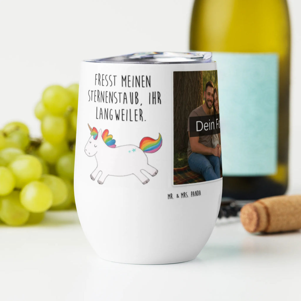 Spersonalizowany kubek do wina ze zdjęciem Jednorożec Szczęśliwy Jednorożec, jednorożce, dekoracje jednorożca, jednorożec