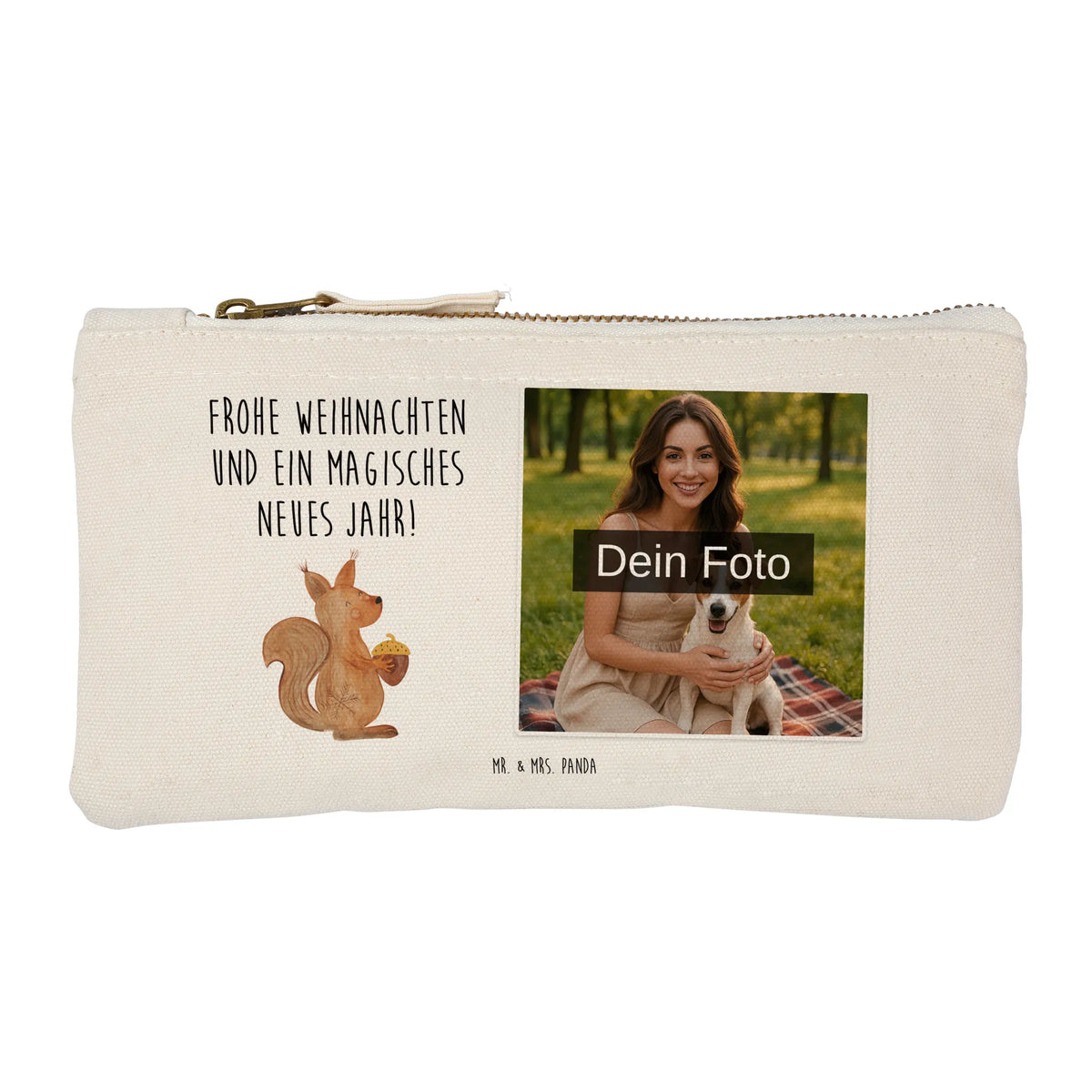 Personalized Photo Makeup Bag Squirrel Christmas Christmas time, snow, Christmas Theme, Happy New Year, Bird, Merry Christmas, New Year, Christmas Greeting