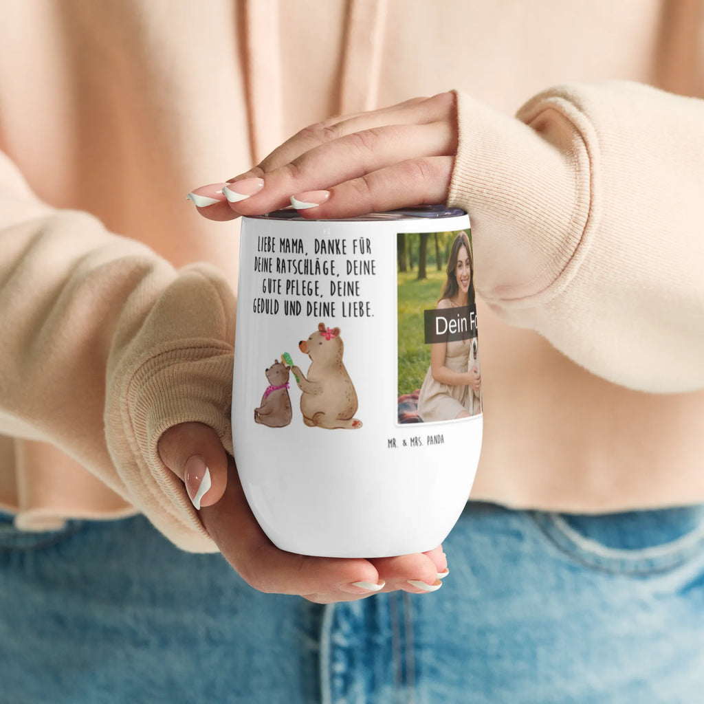 Personalized Photo Wine Mug bear child Family, Father's Day, Mother's Day, brother, sister, Mom, Dad, Mama, Gift