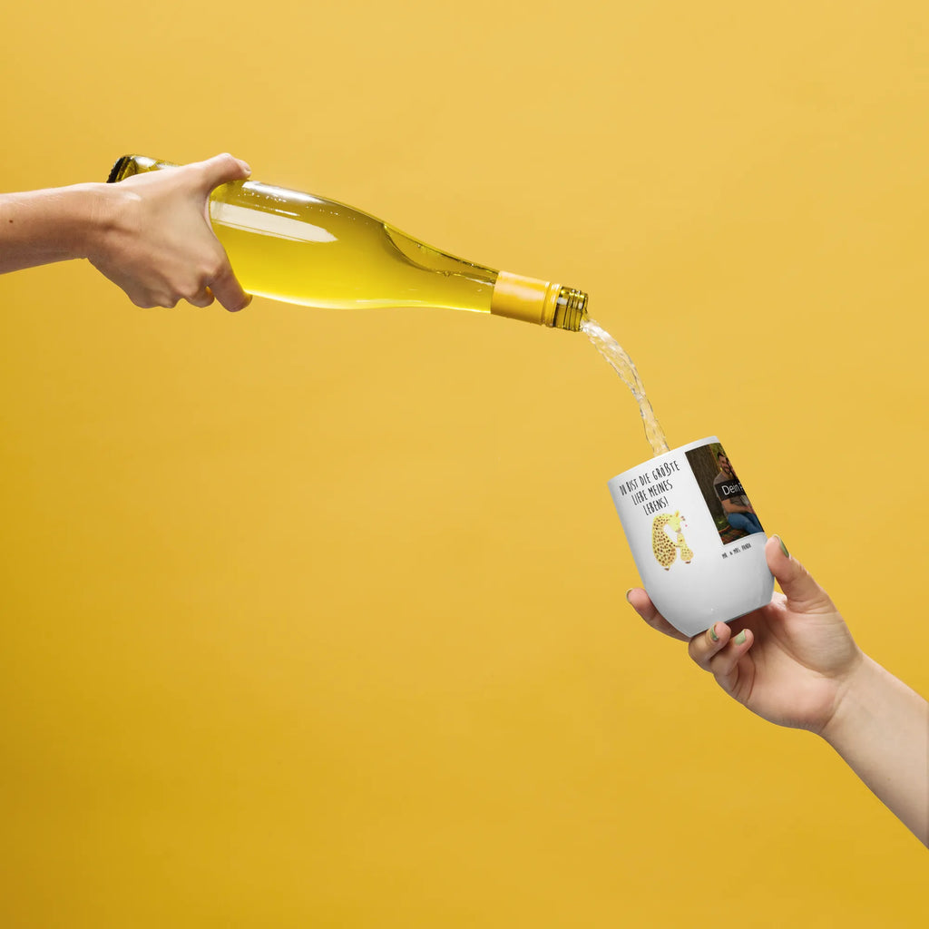 Spersonalizowany kubek do wina ze zdjęciem żyrafa dziecko Afryka, dzikie zwierzęta