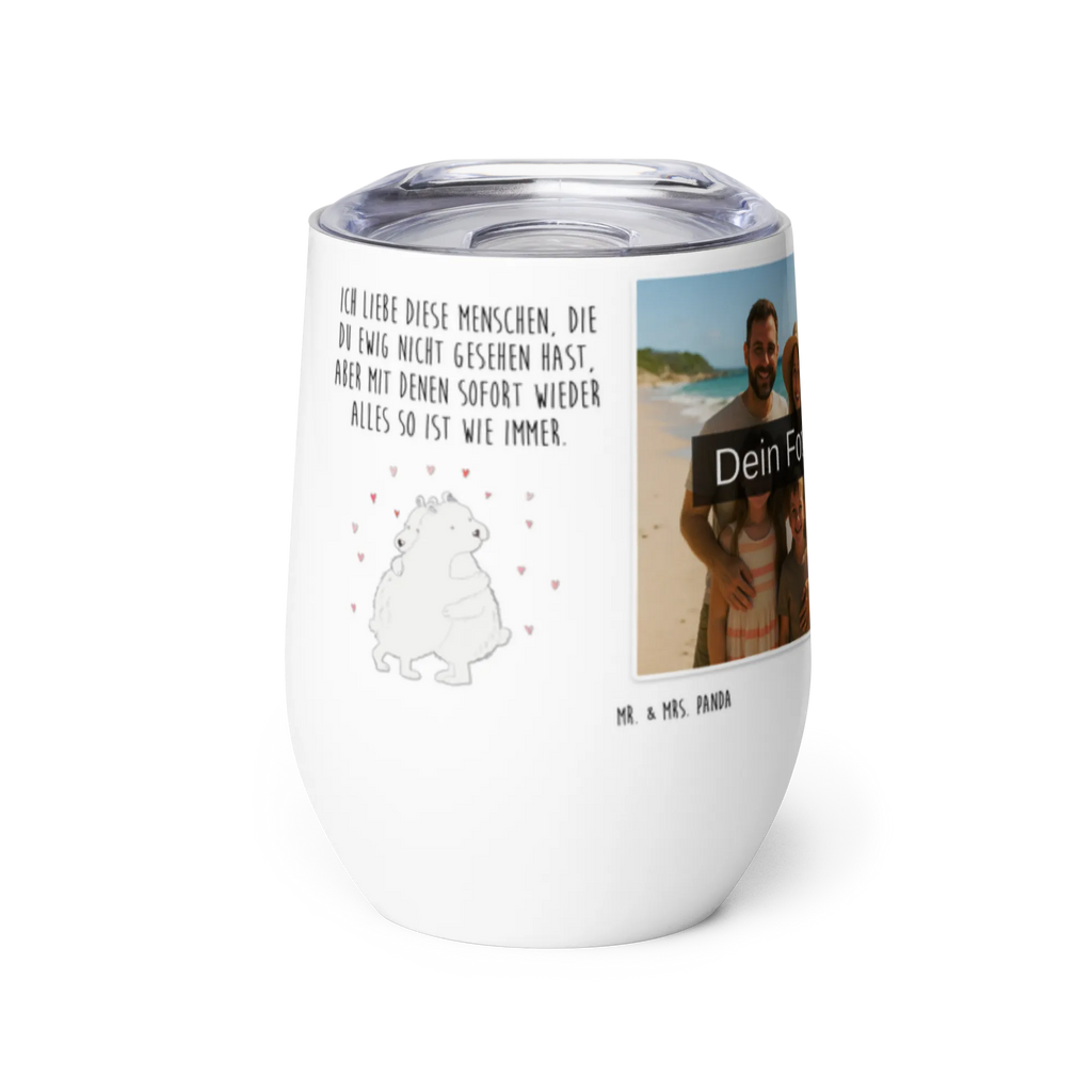 Personalized Photo Wine Mug Icebear Embrace small animals, cute, funny, cute animal motives, hand drawn, small world, funny sayings, good mood, happy, gifts, gift ideas, special gifts, animal lover, card