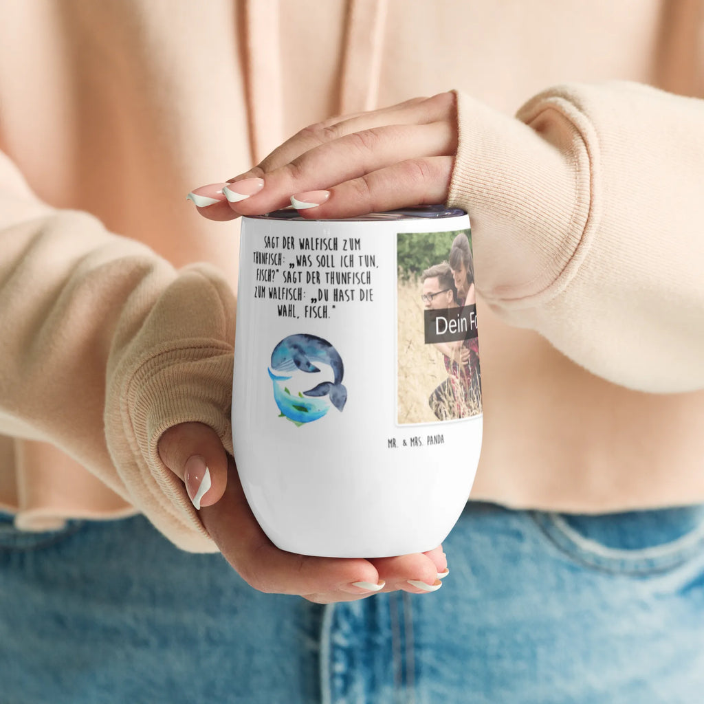 Personalized Photo Wine Mug whale tuna small animals, cute, funny, cute animal motives, hand drawn, small world, funny sayings, good mood, happy, gifts, gift ideas, special gifts, animal lover, card, tuna, whale, saying funny, flat joke, joke, word joke funny, saying of the day, choice, flat joke gift