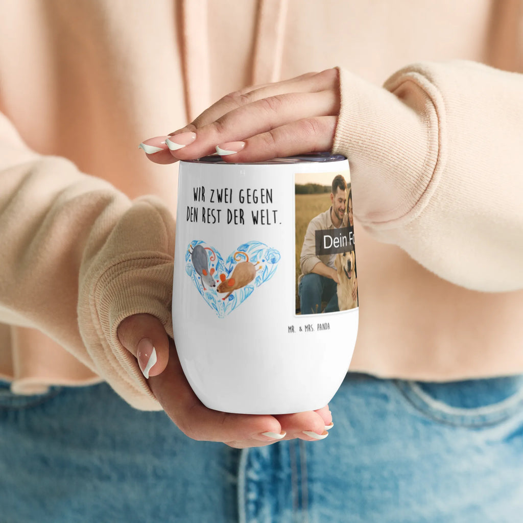 Personalized Photo Wine Mug Mice heart Love, Loving, Two, Together, Marriage, Engagement, Proposal of marriage, Love gift, gift for her, gift for him, anniversary gift, anniversary, gift for two, wedding, love message, love, togetherness, love gift, mice, mouse, engagement, favourite person, proof of love