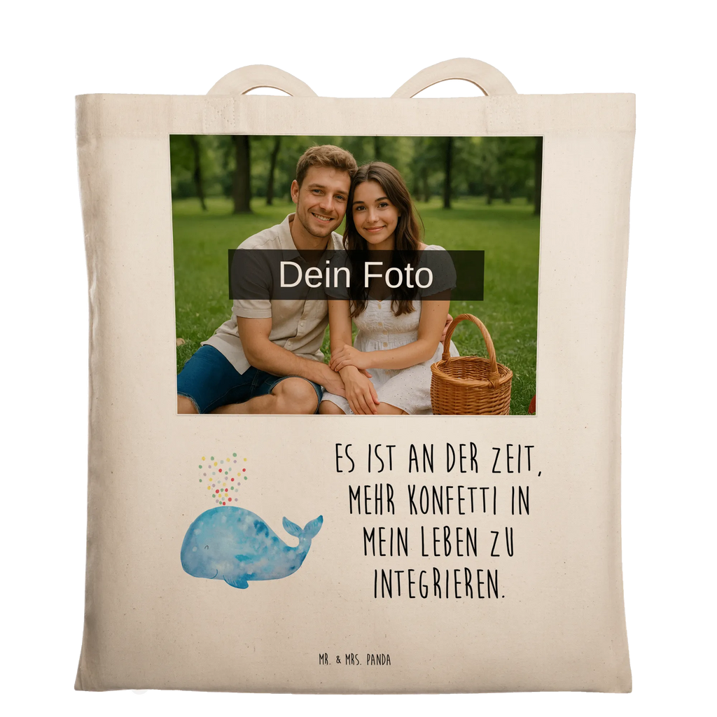 Personalisierte Foto Tragetasche Wal Konfetti Personalisierte Foto Tragetasche, Meerestiere, Meer, Urlaub, Geburtstag, Abnehmen, Trennung, Lebensabschnitt, Neustart, Wale, Diät, Wal, Neuanfang, Konfetti, Motivation