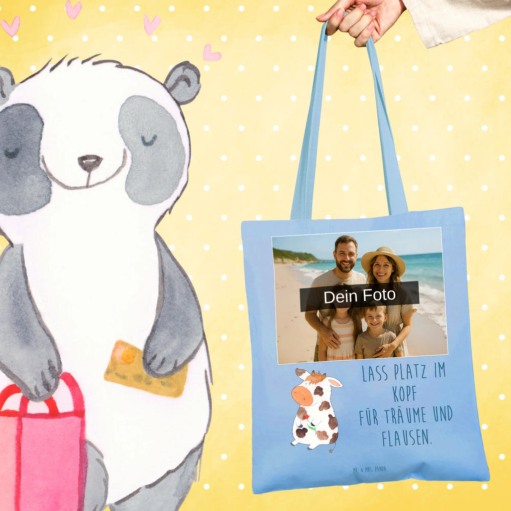 Personalisierte Foto Tragetasche Kuh Personalisierte Foto Tragetasche, Bauernhof, Hoftiere, Landwirt, Landwirtin, Hof, Magie, Spruch, Flausen, Kuh, Milchkuh, Kühe, Milch, Motivtion, Träume