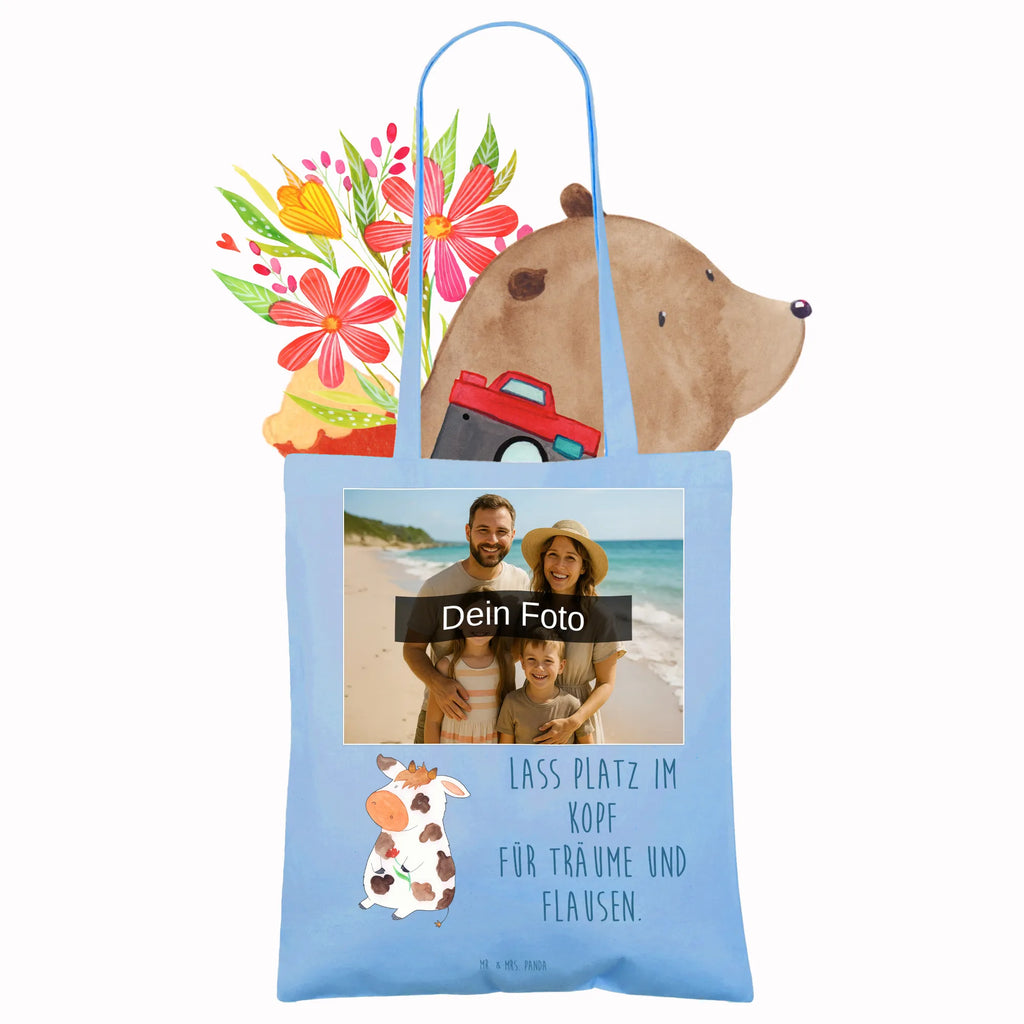 Personalisierte Foto Tragetasche Kuh Personalisierte Foto Tragetasche, Bauernhof, Hoftiere, Landwirt, Landwirtin, Hof, Magie, Spruch, Flausen, Kuh, Milchkuh, Kühe, Milch, Motivtion, Träume