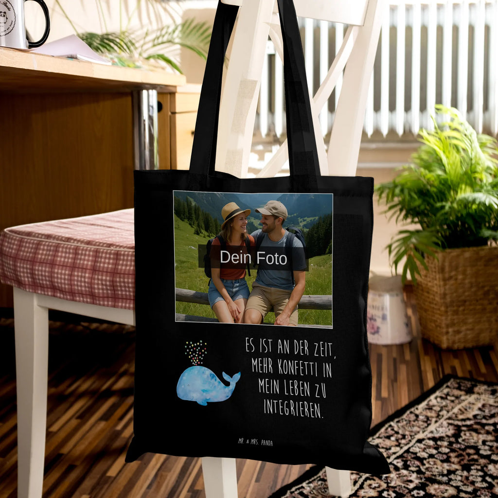 Personalisierte Foto Tragetasche Wal Konfetti Personalisierte Foto Tragetasche, Meerestiere, Meer, Urlaub, Geburtstag, Abnehmen, Trennung, Lebensabschnitt, Neustart, Wale, Diät, Wal, Neuanfang, Konfetti, Motivation