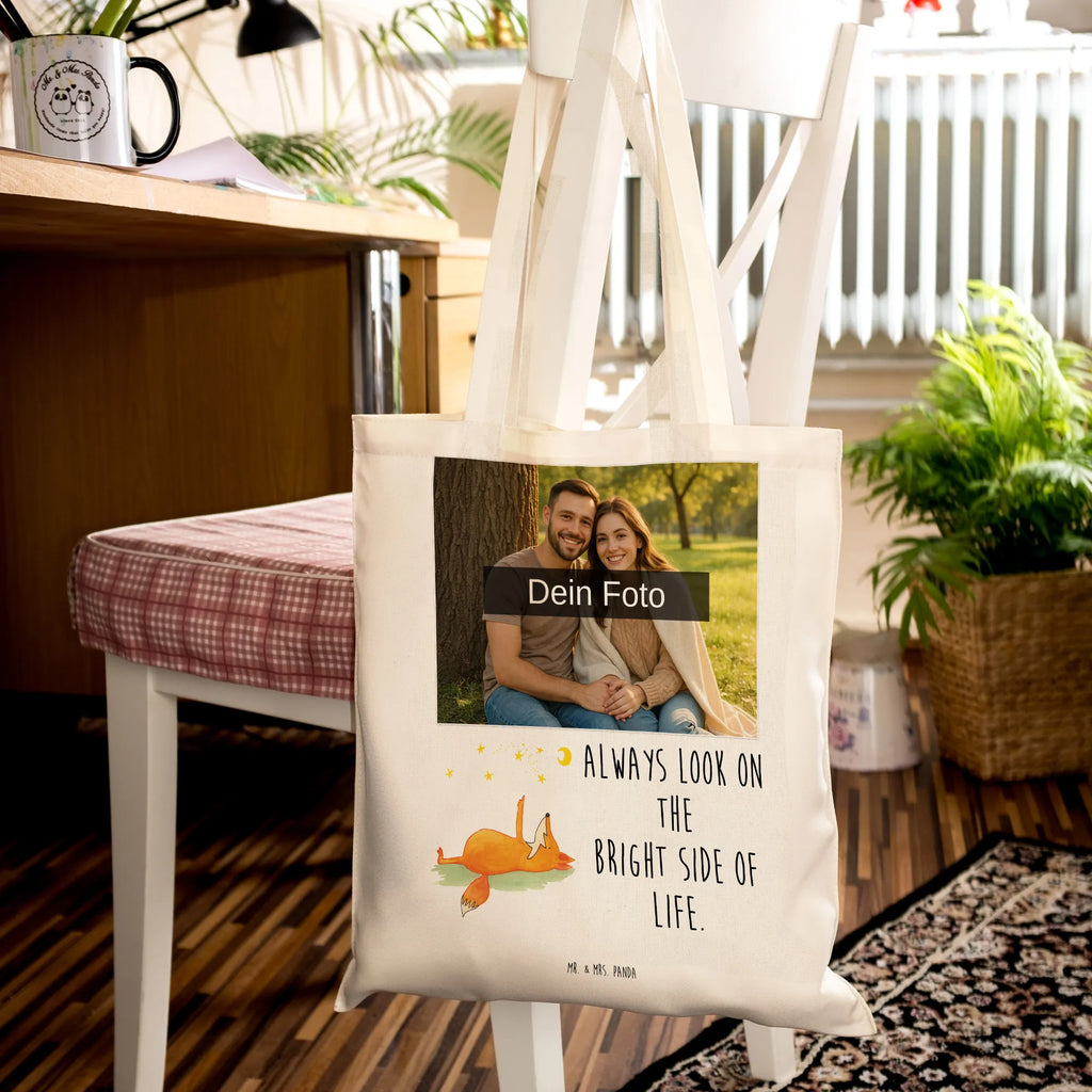 Personalisierte Foto Tragetasche Fuchs Sterne Personalisierte Foto Tragetasche, Fuchs, Spruch positiv, Spruch schön, Füchse, tröstende Worte, Always Look on the Bright Side of Life, Romantik