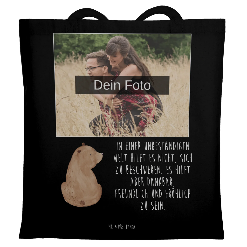 Personalisierte Foto Tragetasche Bär Schulterblick Personalisierte Foto Tragetasche, Bär, Teddy, Teddybär, Selbstachtung, Weltansicht, Motivation, Bären, Bärenliebe, Weisheit