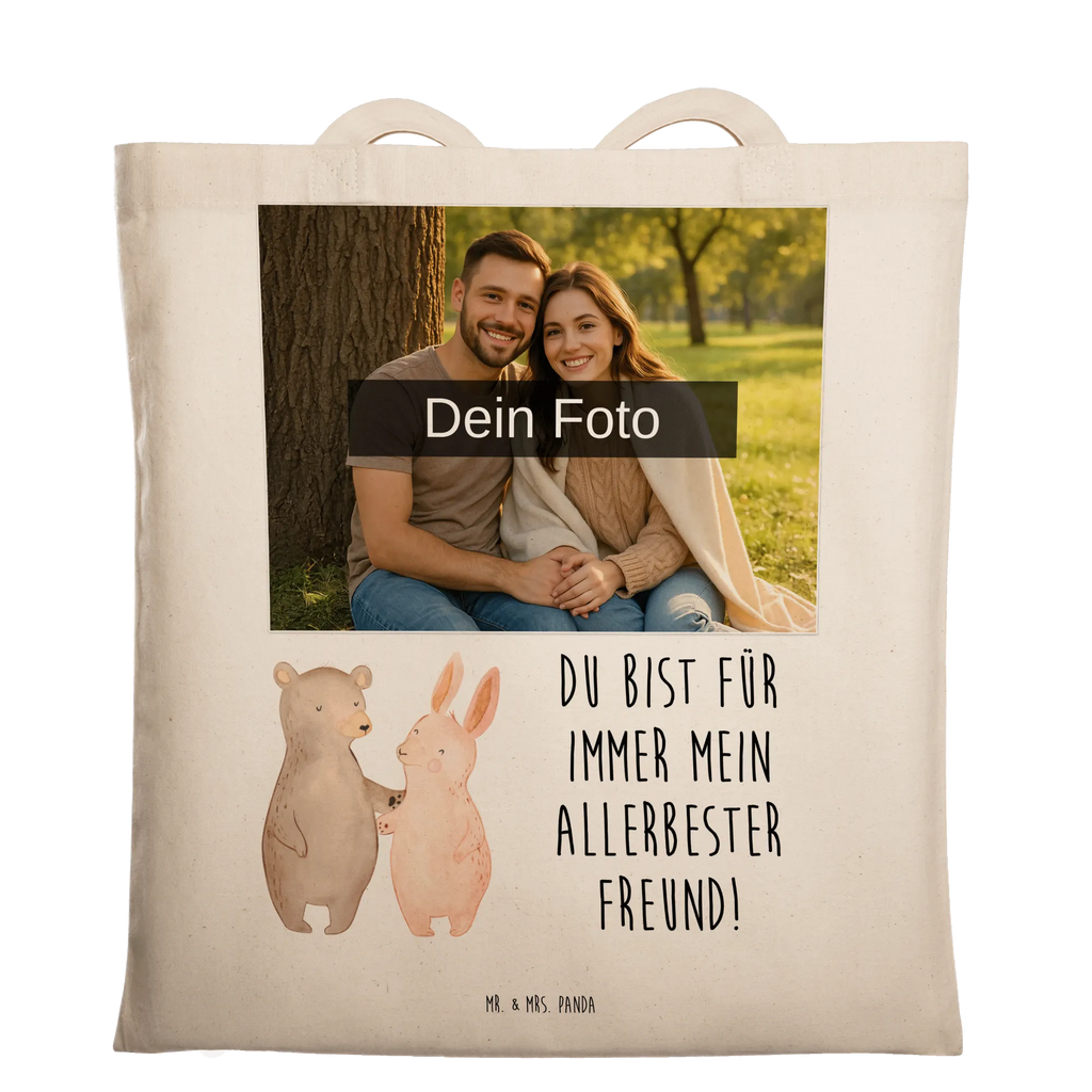 Personalisierte Foto Tragetasche Bär und Hase Umarmen Personalisierte Foto Tragetasche, Liebe, Partner, Freund, Freundin, Ehemann, Ehefrau, Heiraten, Verlobung, Heiratsantrag, Liebesgeschenk, Jahrestag, Hocheitstag, Freunde, bester Freund, Hase, Bär, Bärchen, best friends