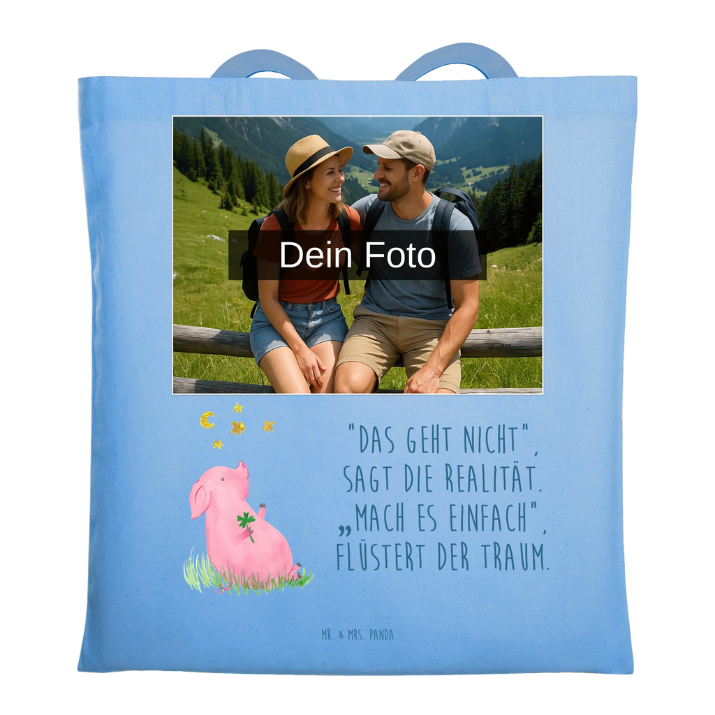 Personalisierte Foto Tragetasche Schwein Glück Personalisierte Foto Tragetasche, Tiermotive, Gute Laune, lustige Sprüche, Tiere, Glücksschwein. Glück, Schwein, Schweinchen, Sterne, Sernchen, Ziele, Träume, Motivation, Glücksbringer