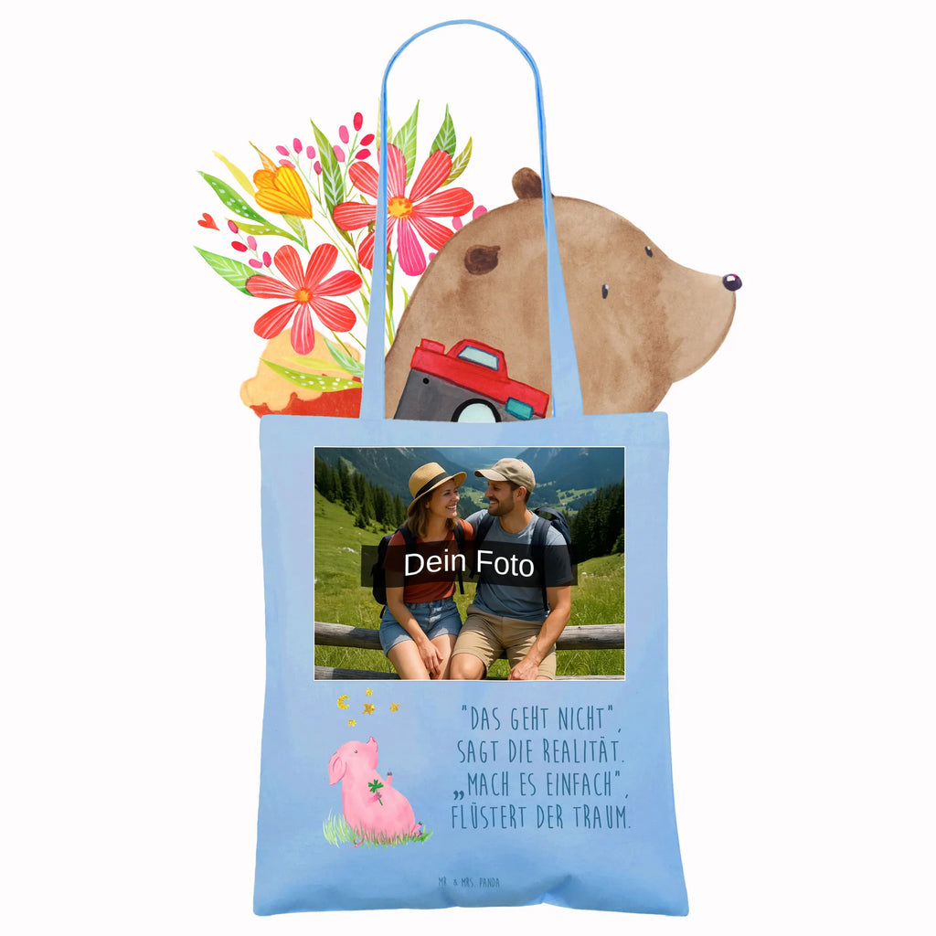 Personalisierte Foto Tragetasche Schwein Glück Personalisierte Foto Tragetasche, Tiermotive, Gute Laune, lustige Sprüche, Tiere, Glücksschwein. Glück, Schwein, Schweinchen, Sterne, Sernchen, Ziele, Träume, Motivation, Glücksbringer