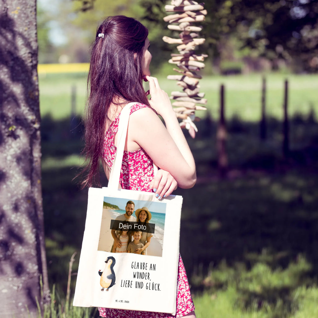 Personalisierte Foto Tragetasche Pinguin Marienkäfer Personalisierte Foto Tragetasche, Pinguin, Pinguine, Marienkäfer, Liebe, Wunder, Glück, Freude, Lebensfreude
